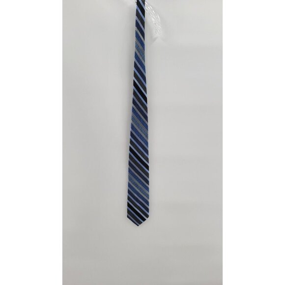 Lamberti Italy Silver‎ Blue Striped Silk Mens Neck Tie - Picture 2 of 4